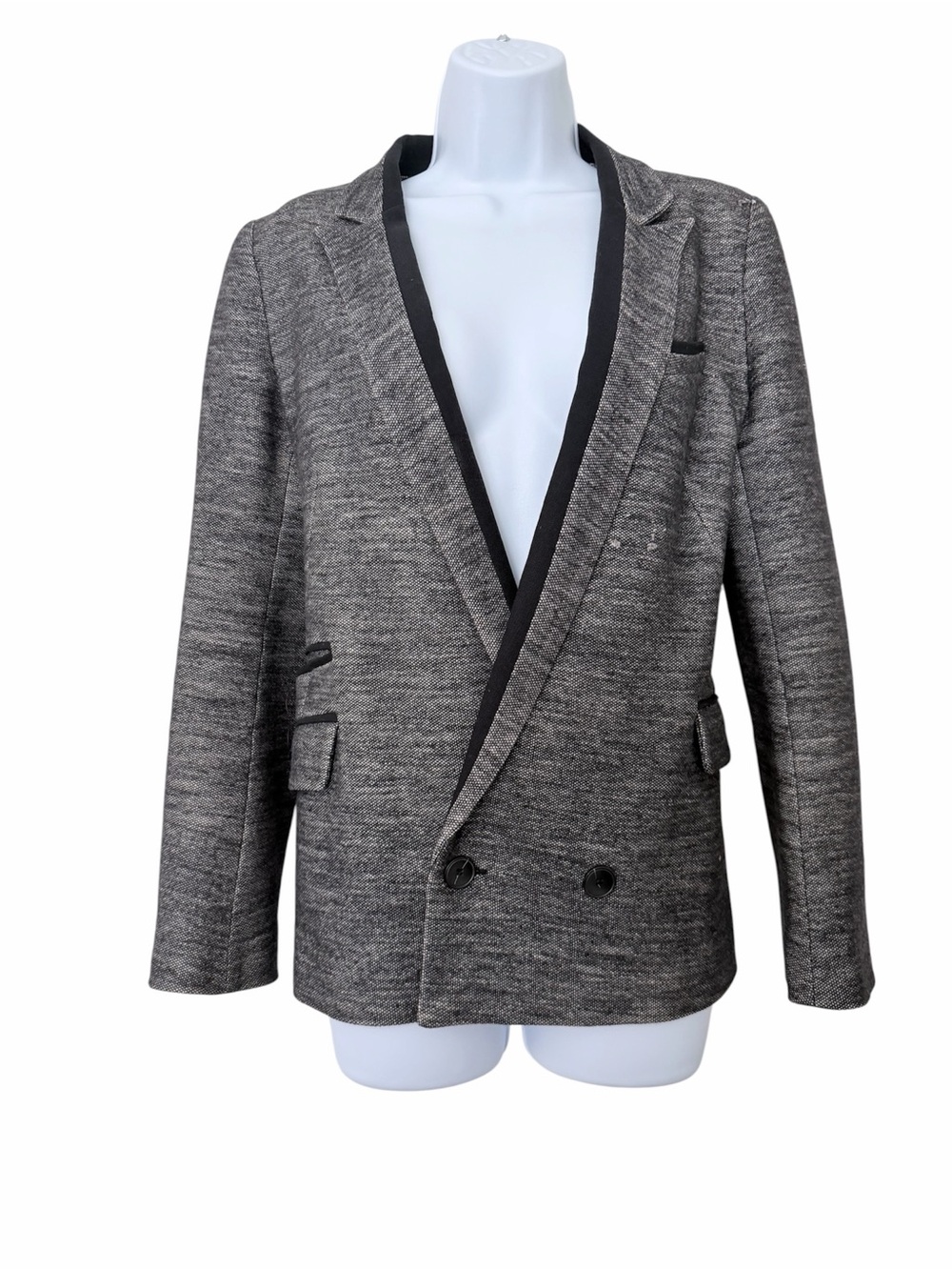 Comptoir Des Cotonniers Heather Gray Blazer with Black Trim - Size 8
